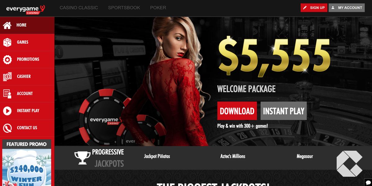 Everygame casino homepage